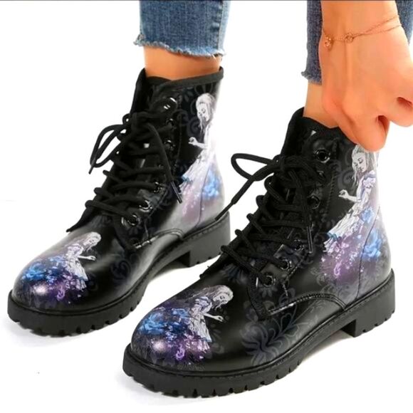ladies retro combat boots 7.5 - Picture 1 of 8